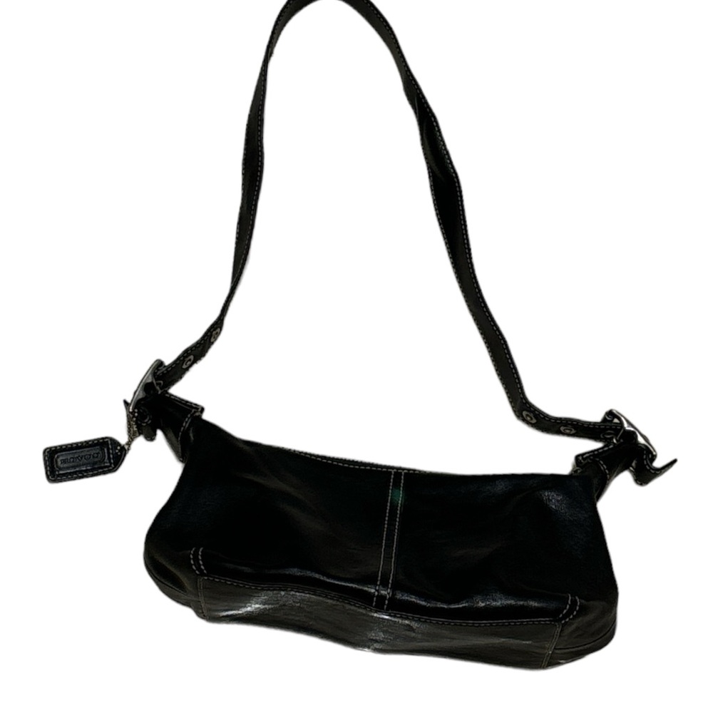 Coach Y2K Black Leather Shoulder Bag | 90s/2000s Baguette Purse